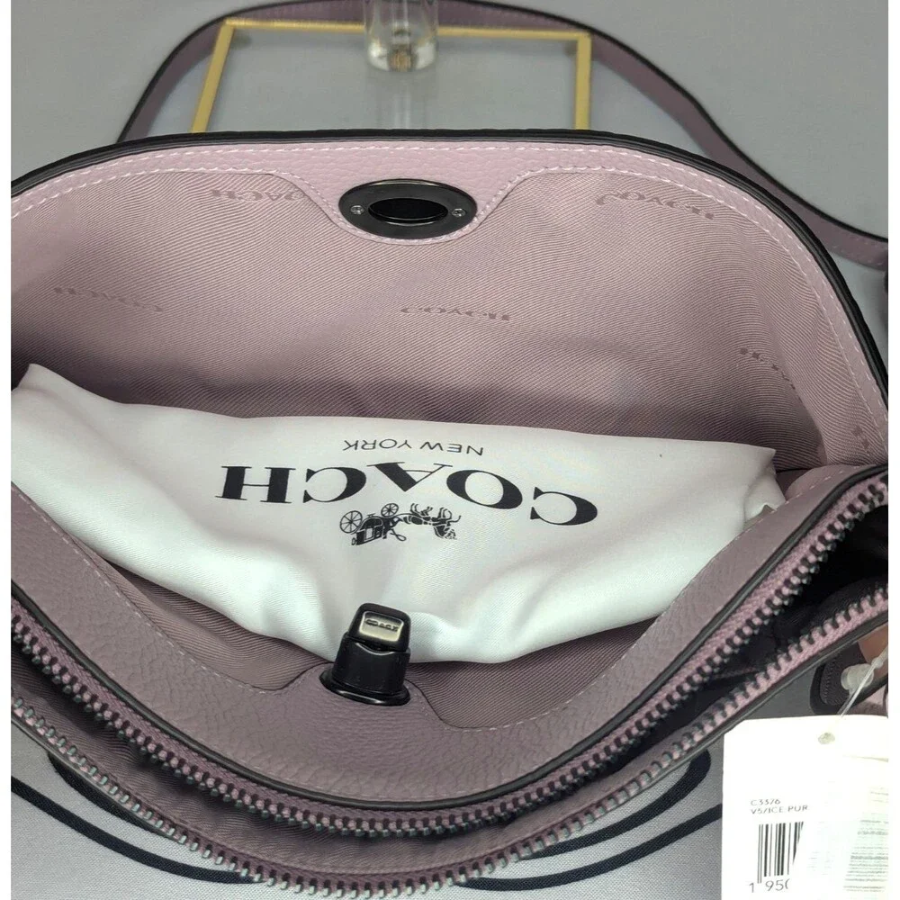 Coach Pebbled Leather Polly Crossbody - Ice Purple/Gunmetal, Dust Bag, NWT